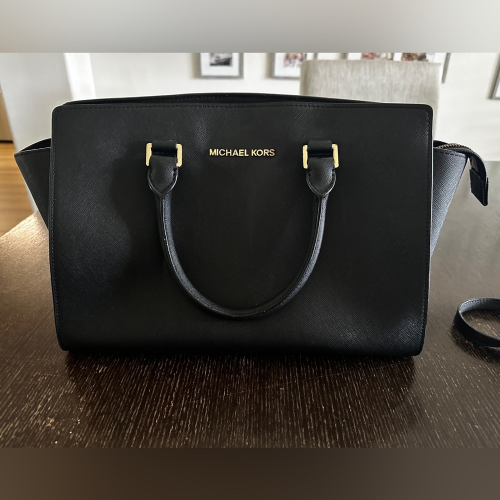Michael Kors Black Satchel with Gold Hardware